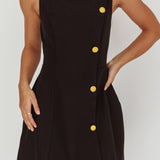 Opulent Button Front Mini Dress Black