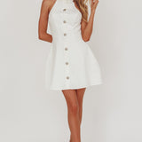 Opulent Collared Neckline Mini Dress White