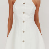 Opulent Collared Neckline Mini Dress White