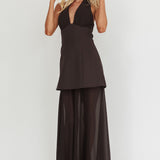 Opulent Halterneck Layered Maxi Dress Black