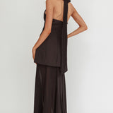 Opulent Halterneck Layered Maxi Dress Black