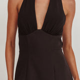 Opulent Halterneck Layered Maxi Dress Black