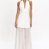 Opulent Halterneck Layered Maxi Dress White
