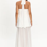 Opulent Halterneck Layered Maxi Dress White