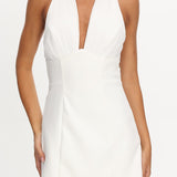 Opulent Halterneck Layered Maxi Dress White
