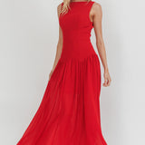 Opulent Low Back Maxi Dress Red