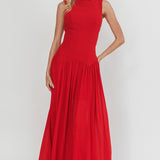 Opulent Low Back Maxi Dress Red