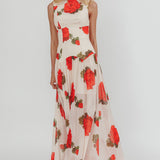 Opulent Low Back Maxi Dress Floral Rose