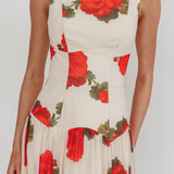 Opulent Low Back Maxi Dress Floral Rose