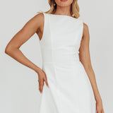 Opulent Sleeveless A-Line Mini Dress White