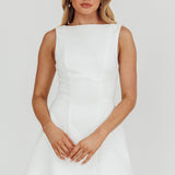 Opulent Sleeveless A-Line Mini Dress White
