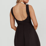 Opulent Sleeveless A-Line Mini Dress Black