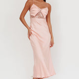 Impressions Lace Bodice Maxi Dress Peach