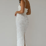 Love & Honor Textured Floral Maxi Dress White