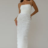Love & Honor Textured Floral Maxi Dress White