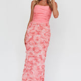 Love & Honor Textured Floral Maxi Dress Pink