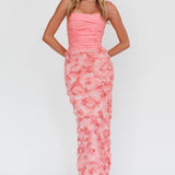 Love & Honor Textured Floral Maxi Dress Pink