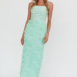Love & Honor Textured Floral Maxi Dress Sage
