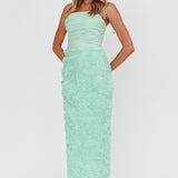 Love & Honor Textured Floral Maxi Dress Sage