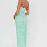 Love & Honor Textured Floral Maxi Dress Sage