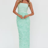 Love & Honor Textured Floral Maxi Dress Sage