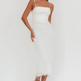 Love & Honor Textured Floral Maxi Dress White