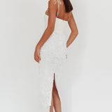 Love & Honor Textured Floral Maxi Dress White