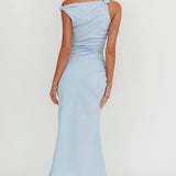 Angel's Song Asymmetric Neckline Maxi Dress Blue
