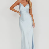 Our Story Surplice Neckline Maxi Dress Steel Blue