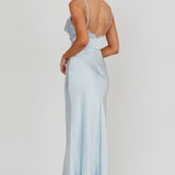 Our Story Surplice Neckline Maxi Dress Steel Blue