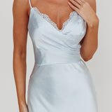 Our Story Surplice Neckline Maxi Dress Steel Blue