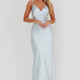 Our Story Surplice Neckline Maxi Dress Steel Blue