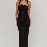 Scout Halterneck Ruched Maxi Dress Black
