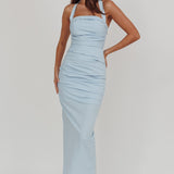 Scout Halterneck Ruched Maxi Dress Blue