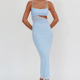 Romany Cut-Out Waist Maxi Dress Light Blue