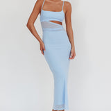 Romany Cut-Out Waist Maxi Dress Light Blue