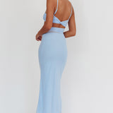 Romany Cut-Out Waist Maxi Dress Light Blue