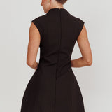 Heavenly Bodies Sleeveless Deep Neckline Mini Dress Black