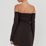 Cherry Wine Off Shoulder Mini Dress Black