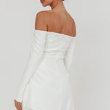 Cherry Wine Off Shoulder Mini Dress White
