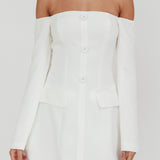 Cherry Wine Off Shoulder Mini Dress White