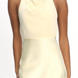 Gelato Pearl Strap Halter Maxi Dress Butter