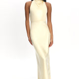 Gelato Pearl Strap Halter Maxi Dress Butter