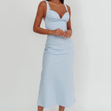 Moonlit Reverie Twist Back Maxi Dress Blue
