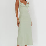 Moonlit Reverie Twist Back Maxi Dress Sage