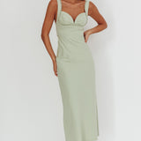 Moonlit Reverie Twist Back Maxi Dress Sage