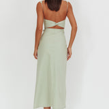 Moonlit Reverie Twist Back Maxi Dress Sage