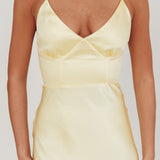 Hold Me Satin Backless Maxi Dress Lemon