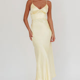 Hold Me Satin Backless Maxi Dress Lemon