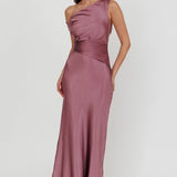 Twilight Asymmetric Neckline Maxi Dress Grape